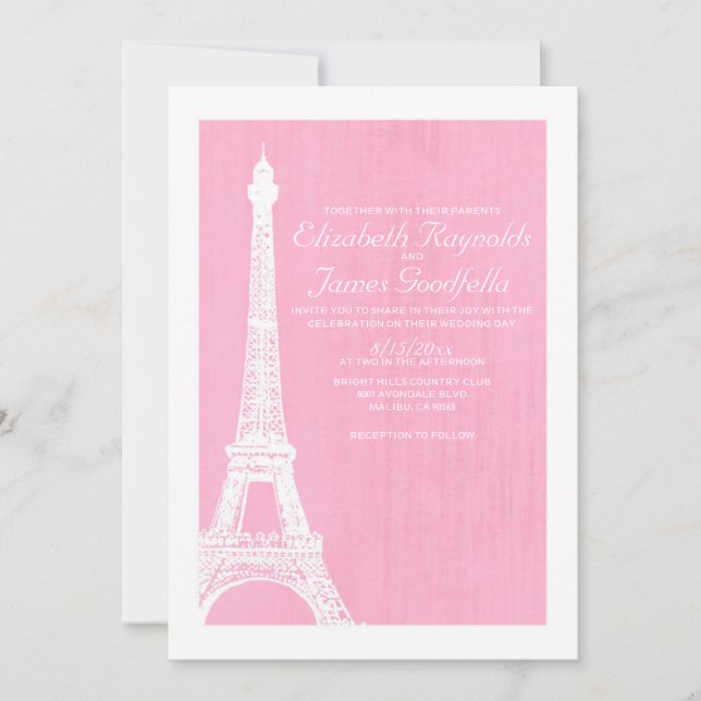 Invitaciones a la boda de la Torre Eiffel (Anverso)