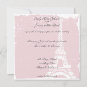 Invitaciones a la boda de la Torre Eiffel Rosa
