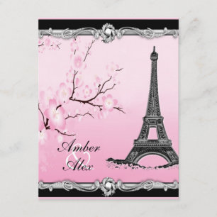 Invitaciones a la boda de la Torre Eiffel Rosa par