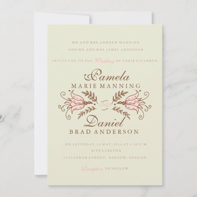 Invitaciones a la boda de las Flores Británicas (Anverso)