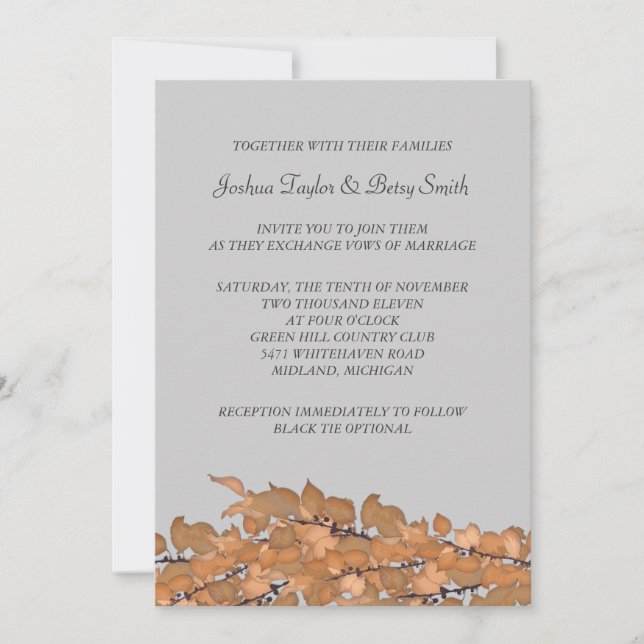 Invitaciones a la boda de las hojas de otoño (Anverso)