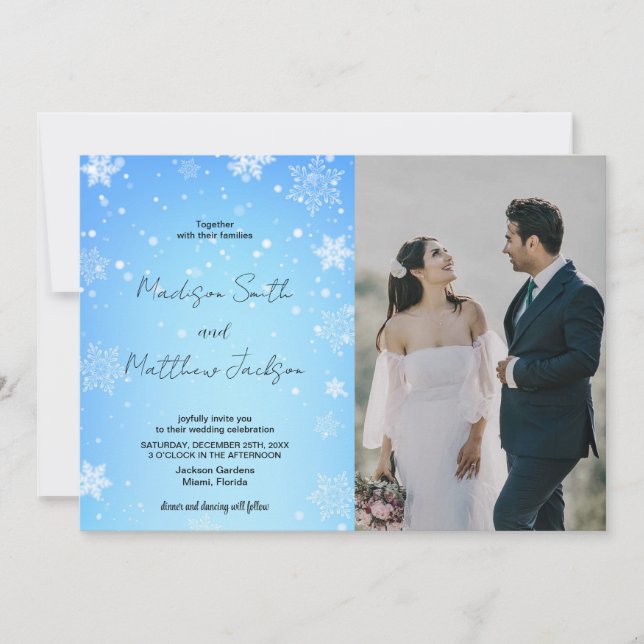 Invitaciones a la boda de las nieves azules con fo (Anverso)