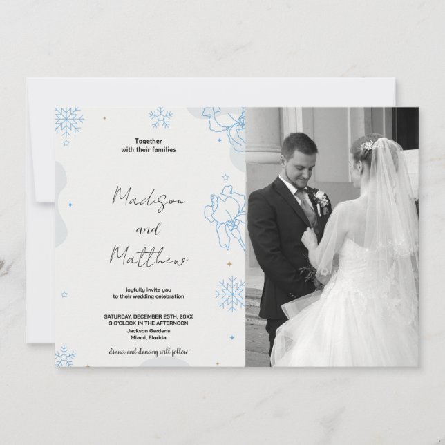 Invitaciones a la boda de las nieves verdes azules (Anverso)