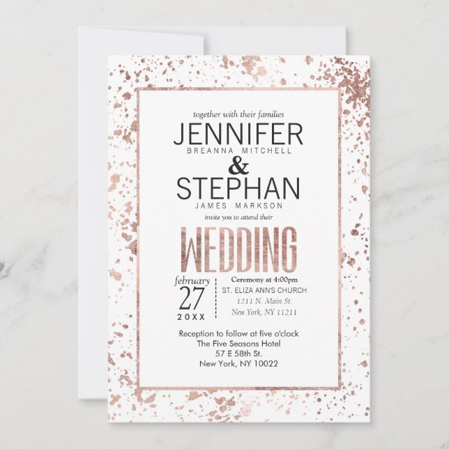 Invitaciones a la boda de las salpicaduras de pint (Anverso)