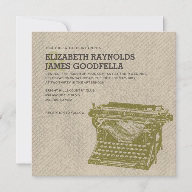Invitaciones a la boda de las teclas de las antigu (Anverso)