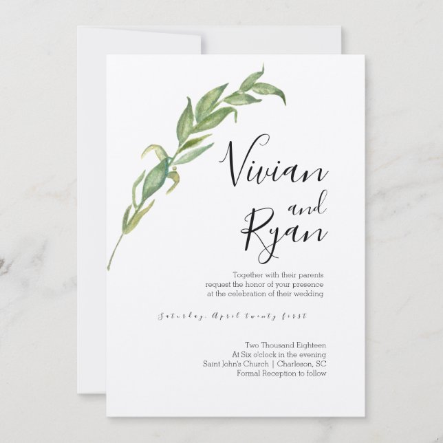 Invitaciones a la boda de Laurel Elegante (Anverso)