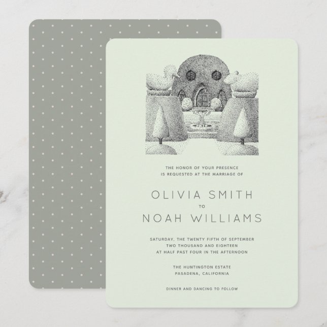 Invitaciones a la boda de Laurel Green Topiary Gar (Anverso / Reverso)