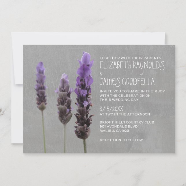 Invitaciones a la boda de lavanda (Anverso)