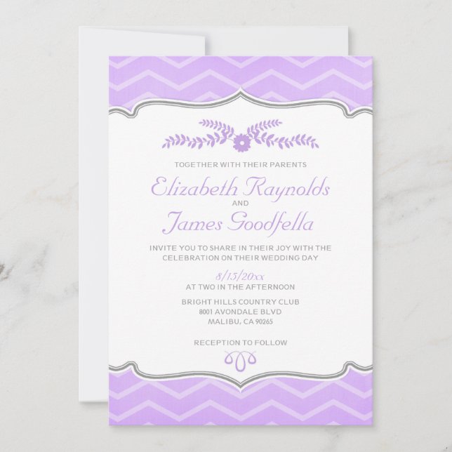 Invitaciones a la boda de Lavender Zigzag (Anverso)