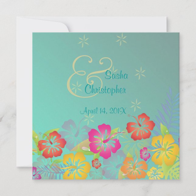 Invitaciones a la boda de Leis/Luau/hibiscus (Anverso)