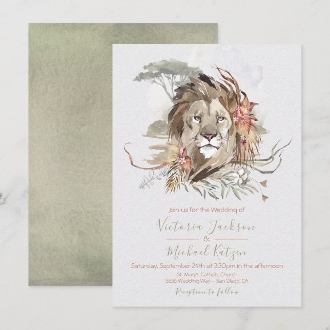 Invitaciones a la boda de León de la Selva Tropica (Anverso / Reverso)