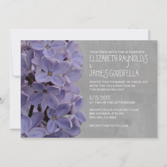 Invitaciones a la boda de Lilacs (Anverso)