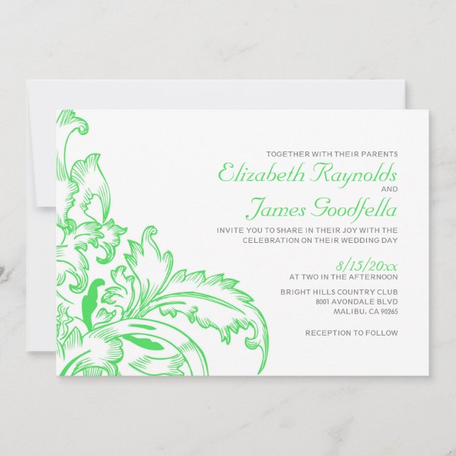 Invitaciones a la boda de Lime Green Flourish (Anverso)