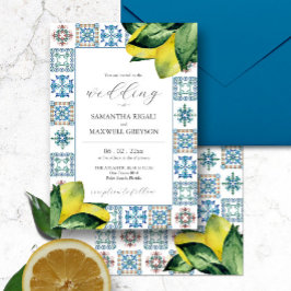 Invitaciones a la boda de limón Amalfi Tile & Wate