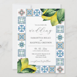 Invitaciones a la boda de limón Amalfi Tile & Wate
