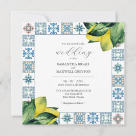 Invitaciones a la boda de limón Amalfi Tile & Wate