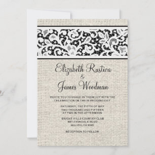 Invitaciones a la boda de lino en el país blanco n