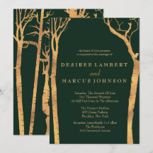 Invitaciones a la boda de los Árboles Birch de Oro