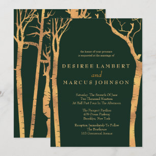 Invitaciones a la boda de los Árboles Birch de Oro