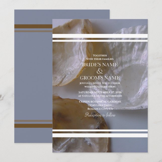 Invitaciones a la boda de los Clams de playa (Anverso / Reverso)