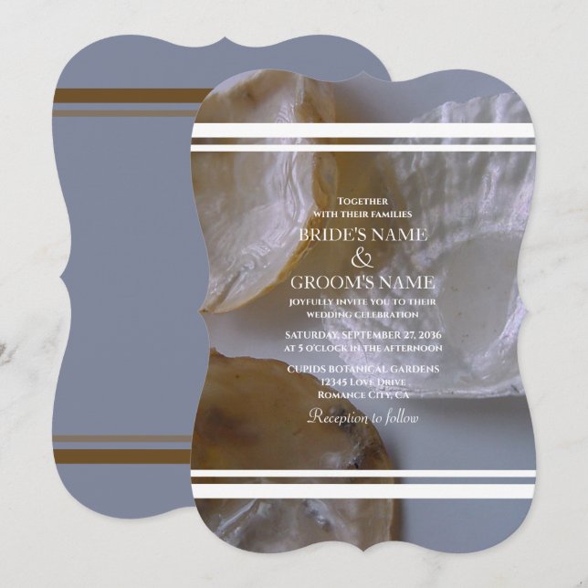 Invitaciones a la boda de los Clams de playa (Anverso / Reverso)