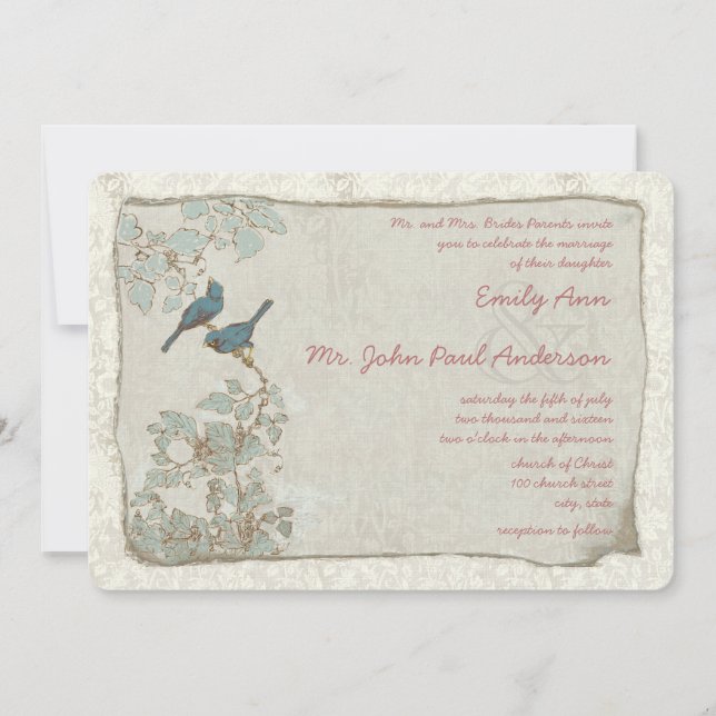 Invitaciones a la boda de los hermanos Verde azula (Anverso)