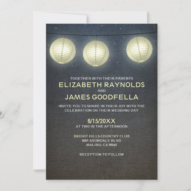 Invitaciones a la boda de los Lantern en el país (Anverso)