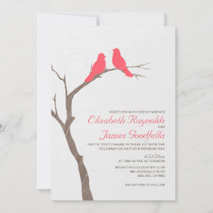 Invitaciones a la boda de los pájaros rojos modern