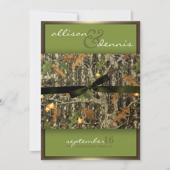 Invitaciones a la boda de lujoso camo (Anverso)