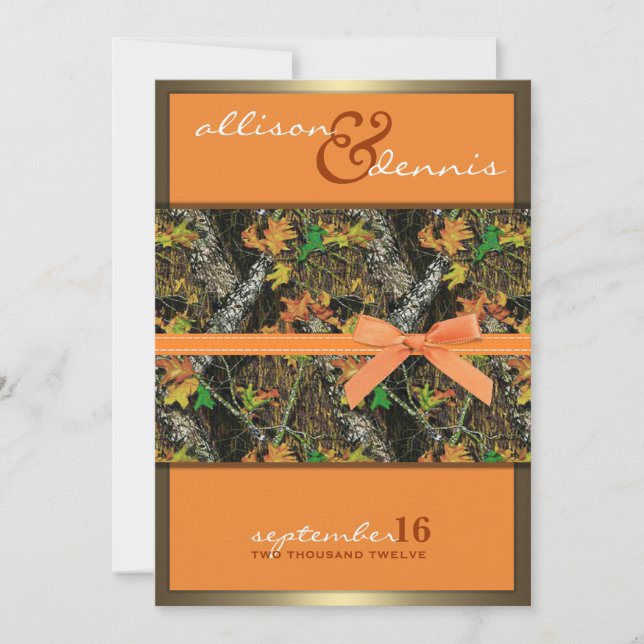 Invitaciones a la boda de lujoso camo (Anverso)