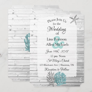 Invitaciones a la Boda de Madera Blanca Lavada