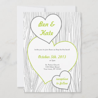 Invitaciones a la boda de madera - verde claro, gr