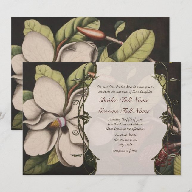 Invitaciones a la boda de Magnolia (Anverso / Reverso)