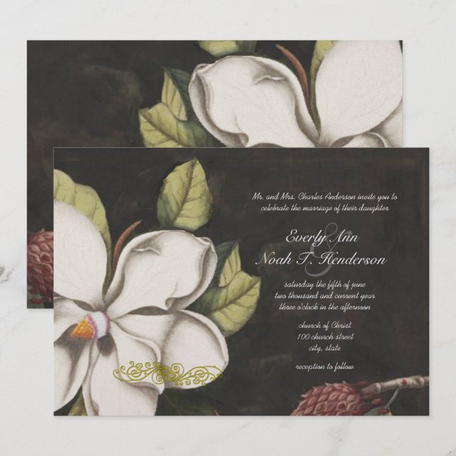 Invitaciones a la boda de Magnolia (Anverso / Reverso)