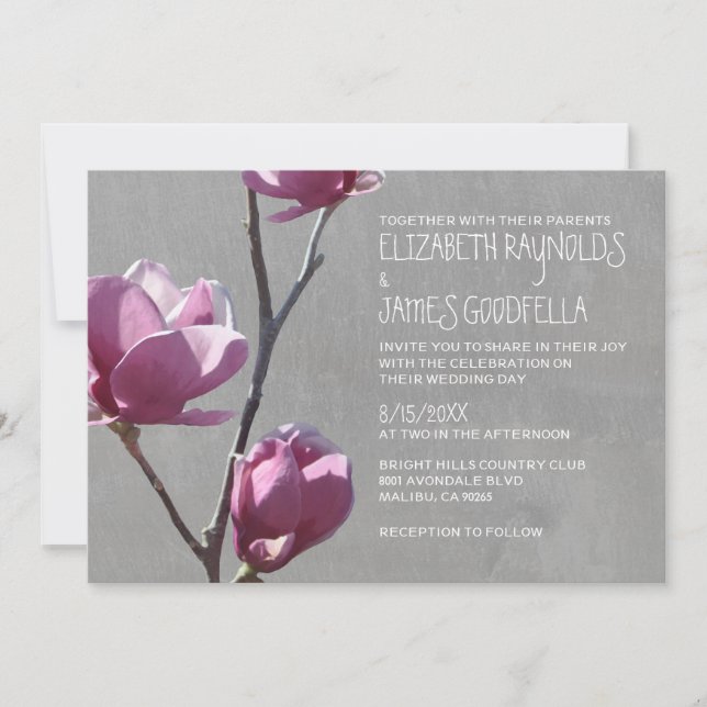 Invitaciones a la boda de Magnolias (Anverso)