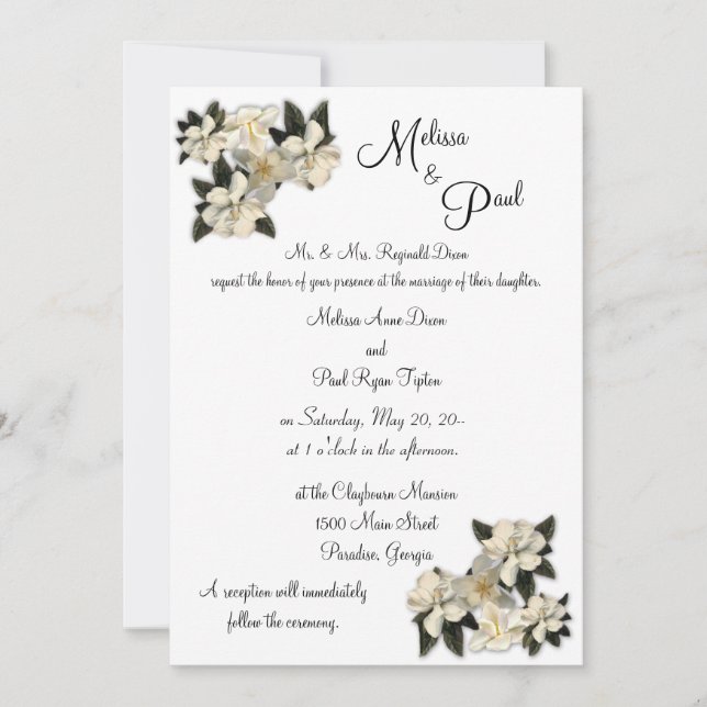 Invitaciones a la boda de Magnolias (Anverso)