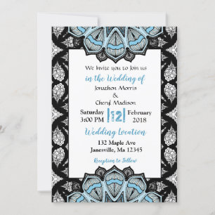 Invitaciones a la boda de manala azul, negra y bla