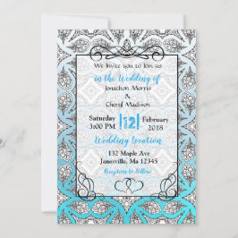Invitaciones a la boda de manala azul, negra y bla