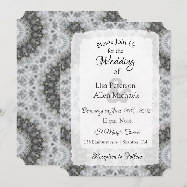 Invitaciones a la boda de Mandala en blanco y negr (Anverso / Reverso)