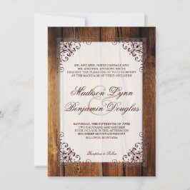 Invitaciones a la boda de marco de madera rústica