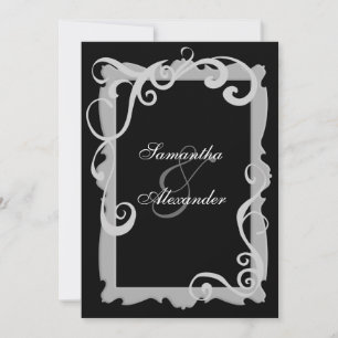 Invitaciones a la boda de marco giratorio negro/pl