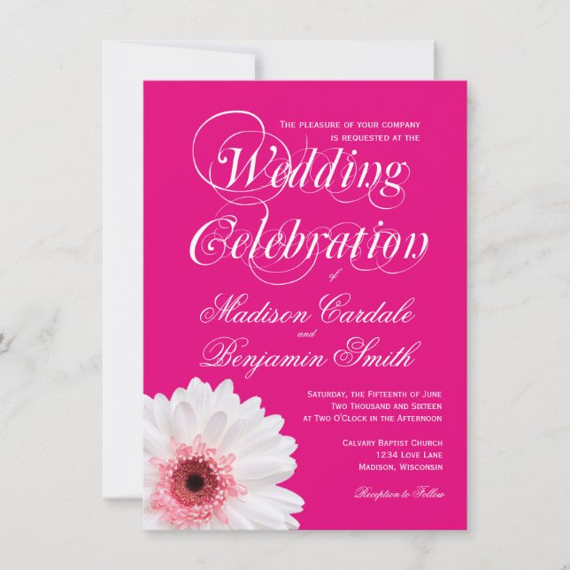 Invitaciones a la boda de marea blanca rosada (Anverso)
