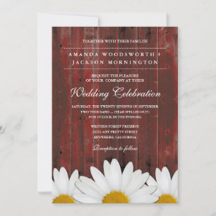 Invitaciones a la boda de marea rusa en madera roj