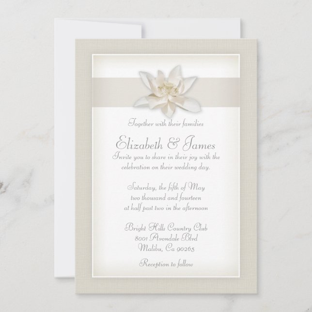 Invitaciones a la boda de marfil (Anverso)