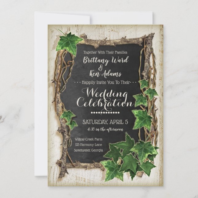 Invitaciones a la boda de marfil y marfil (Anverso)