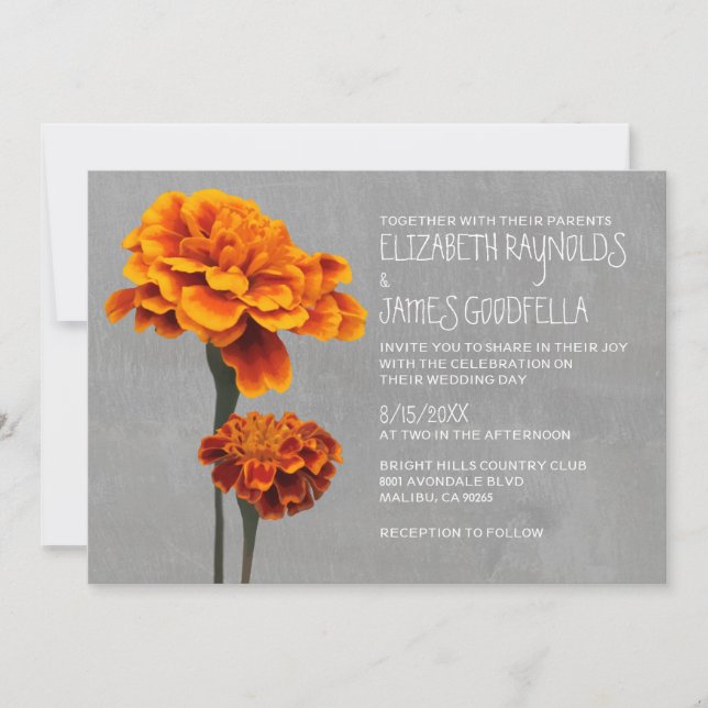 Invitaciones a la boda de Marigolds (Anverso)