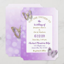 Invitaciones a la boda de mariposa morada