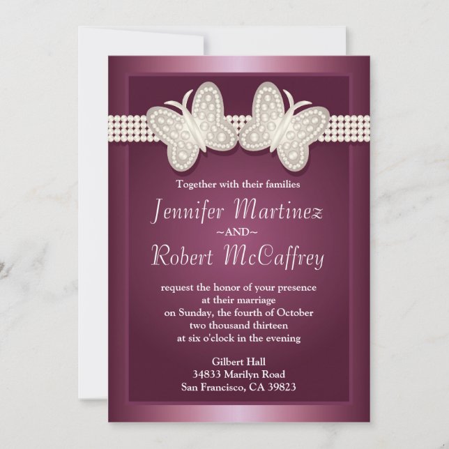 Invitaciones a la boda de mariposas estudiadas en  (Anverso)