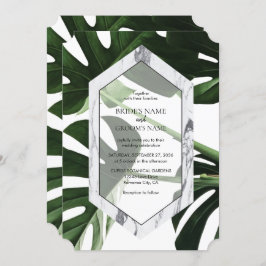 Invitaciones a la Boda de Mármol de Monstera Tropi