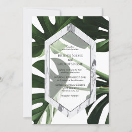 Invitaciones a la Boda de Mármol de Monstera Tropi